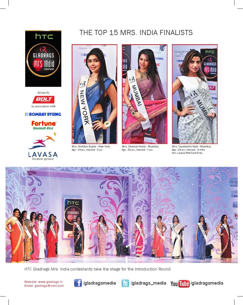 htc Gladrags Mrs.India 2015 Contest Top 15 Finalis